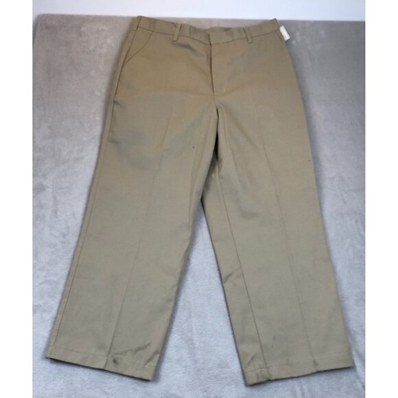 NWT A+ By Sai Mens Uniform Khaki Pants 38W Beige Relaxed Straight Flat Front - Picture 14 of 15